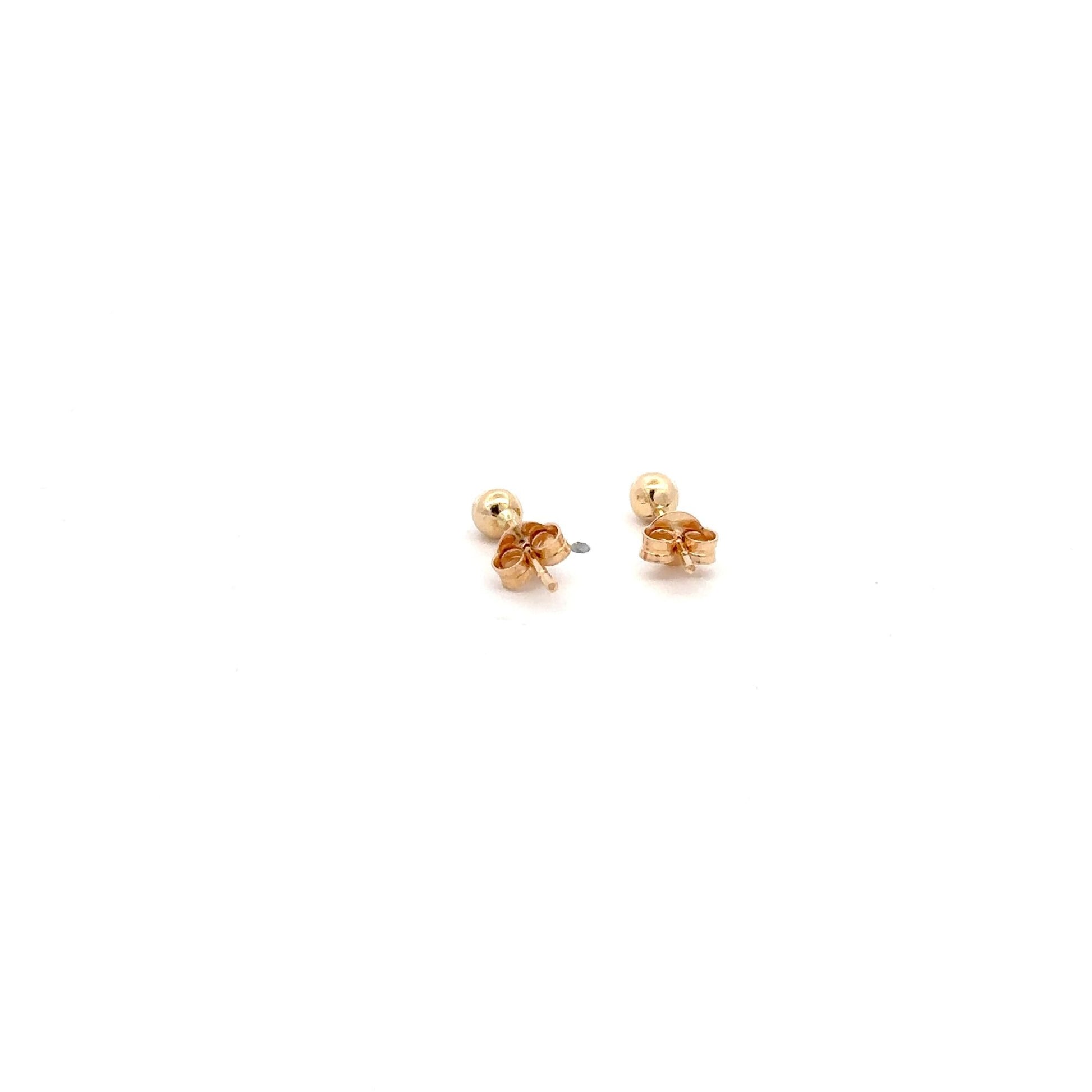18K Gold Earrings Stud Balls Tiny - Rafant