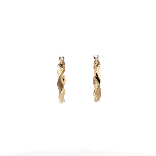 18K Gold Earrings Hoops Loops Twist 1.51 grams - Rafant