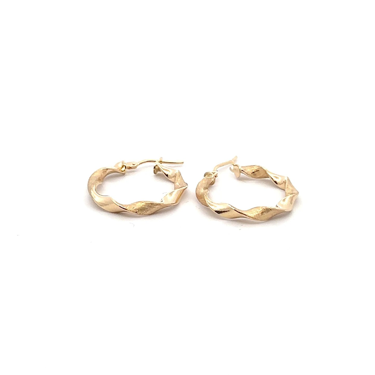 18K Gold Earrings Hoops Loops Twist 1.51 grams - Rafant