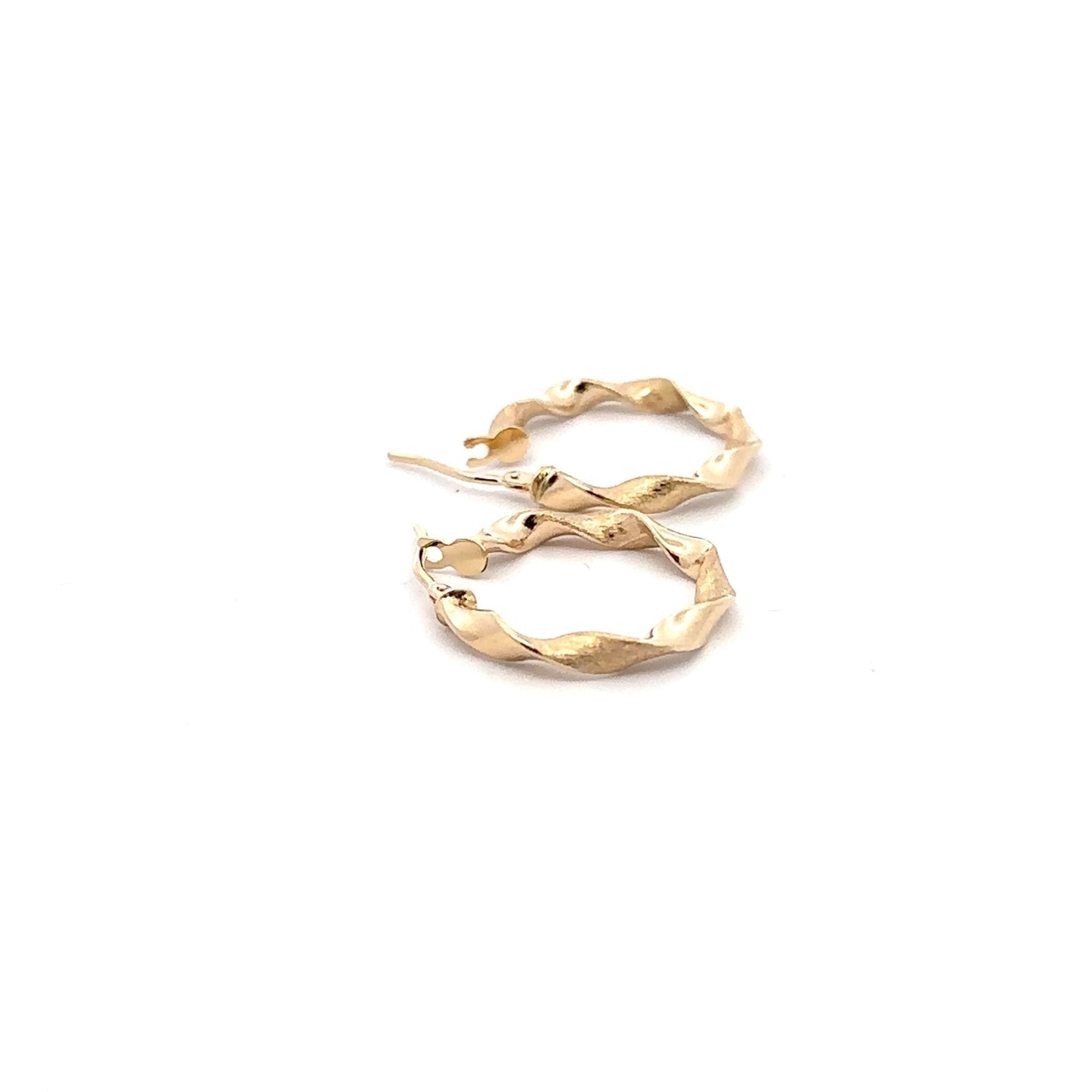 18K Gold Earrings Hoops Loops Twist 1.51 grams - Rafant