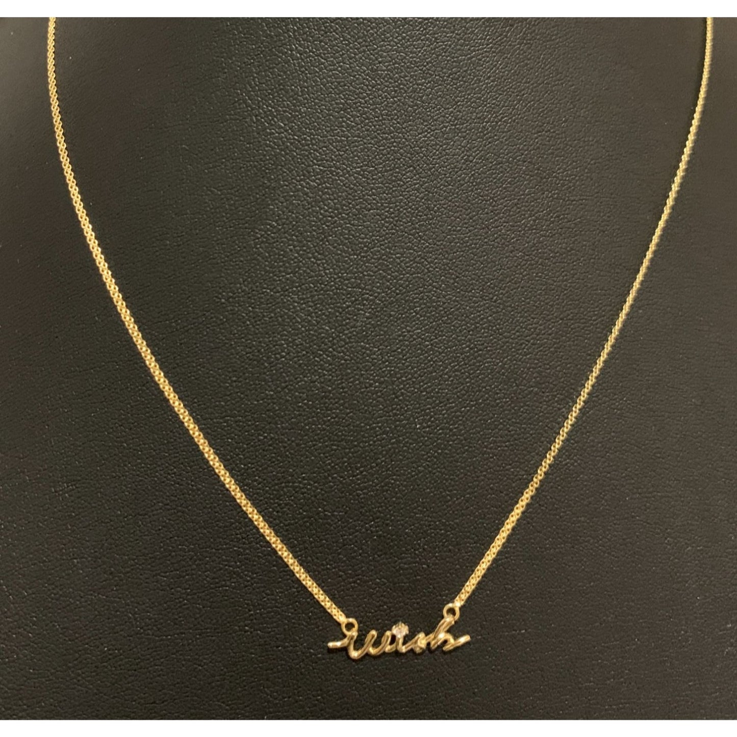 18K Gold Necklace Chain Wish Cubic Zirconia 17 inches 1 inch extension 2.43 grams - Rafant