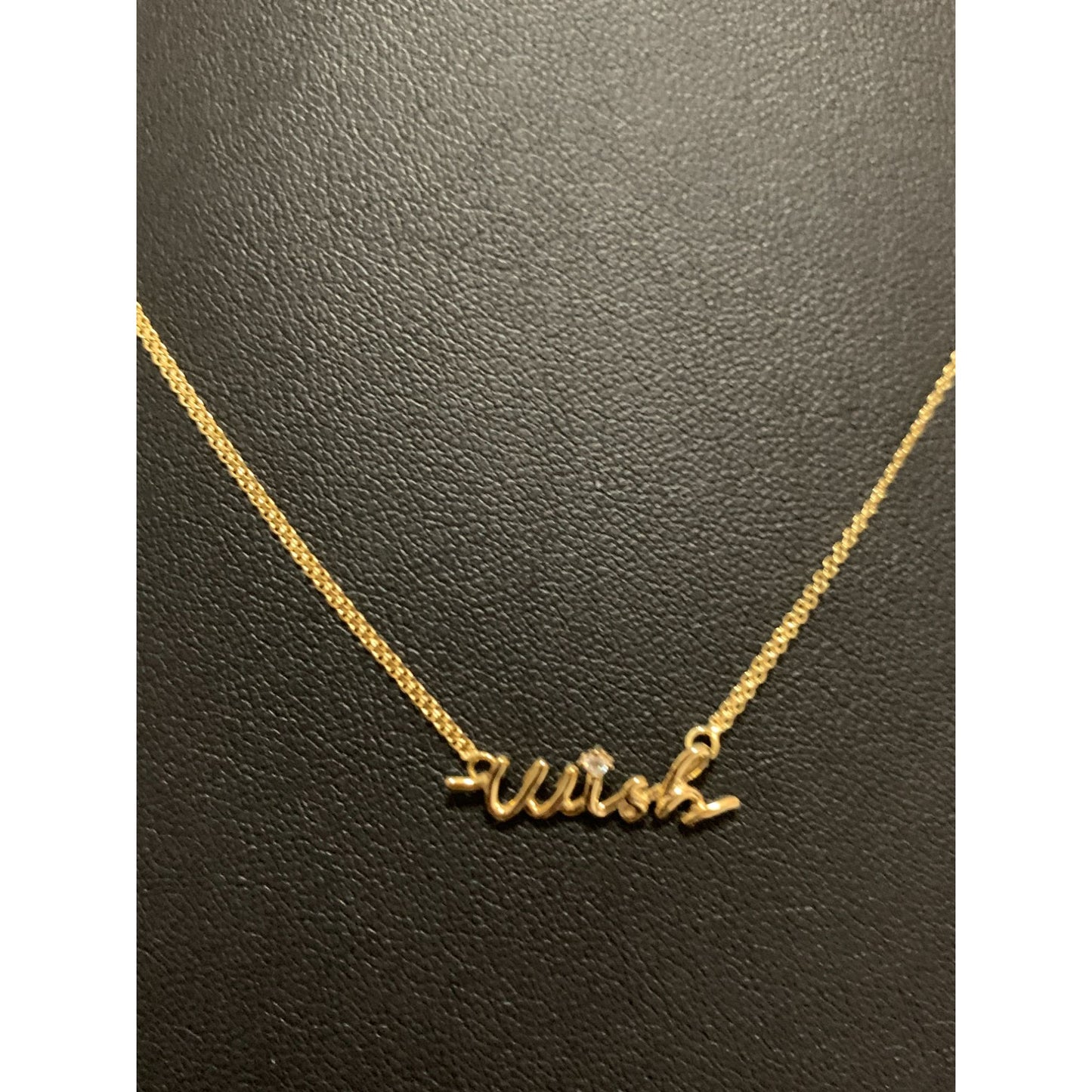 18K Gold Necklace Chain Wish Cubic Zirconia 17 inches 1 inch extension 2.43 grams - Rafant