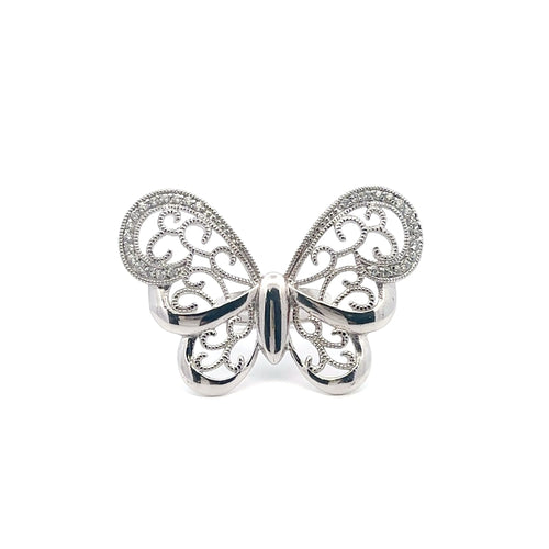 925 Sterling Silver Ring  Butterfly Very Large Cubic Zirconia Size 5 - Rafant