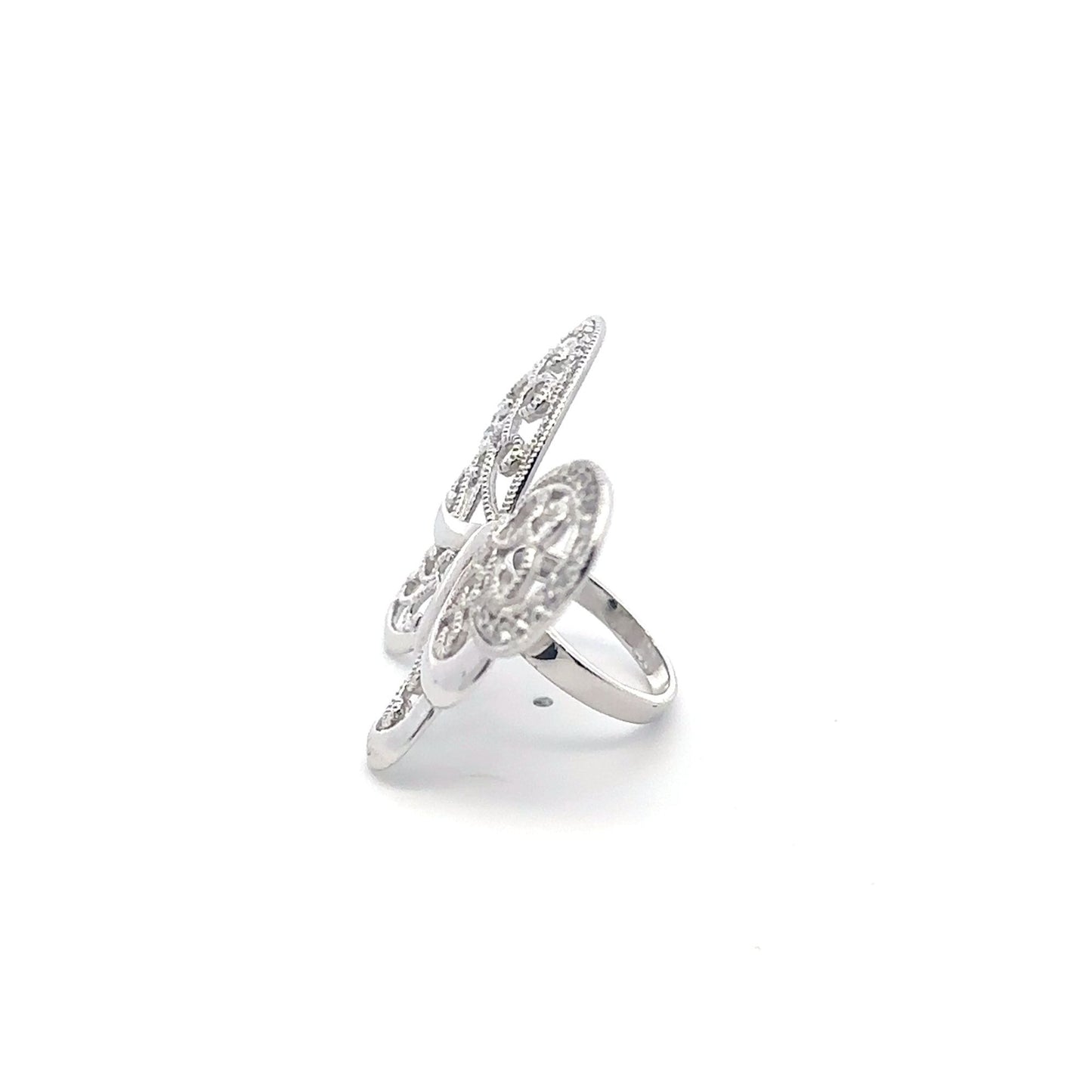 925 Sterling Silver Ring  Butterfly Very Large Cubic Zirconia Size 5 - Rafant