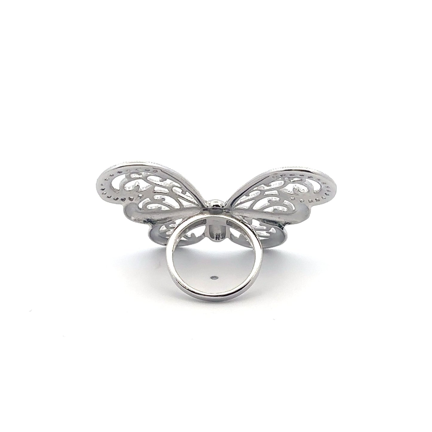925 Sterling Silver Ring  Butterfly Very Large Cubic Zirconia Size 5 - Rafant