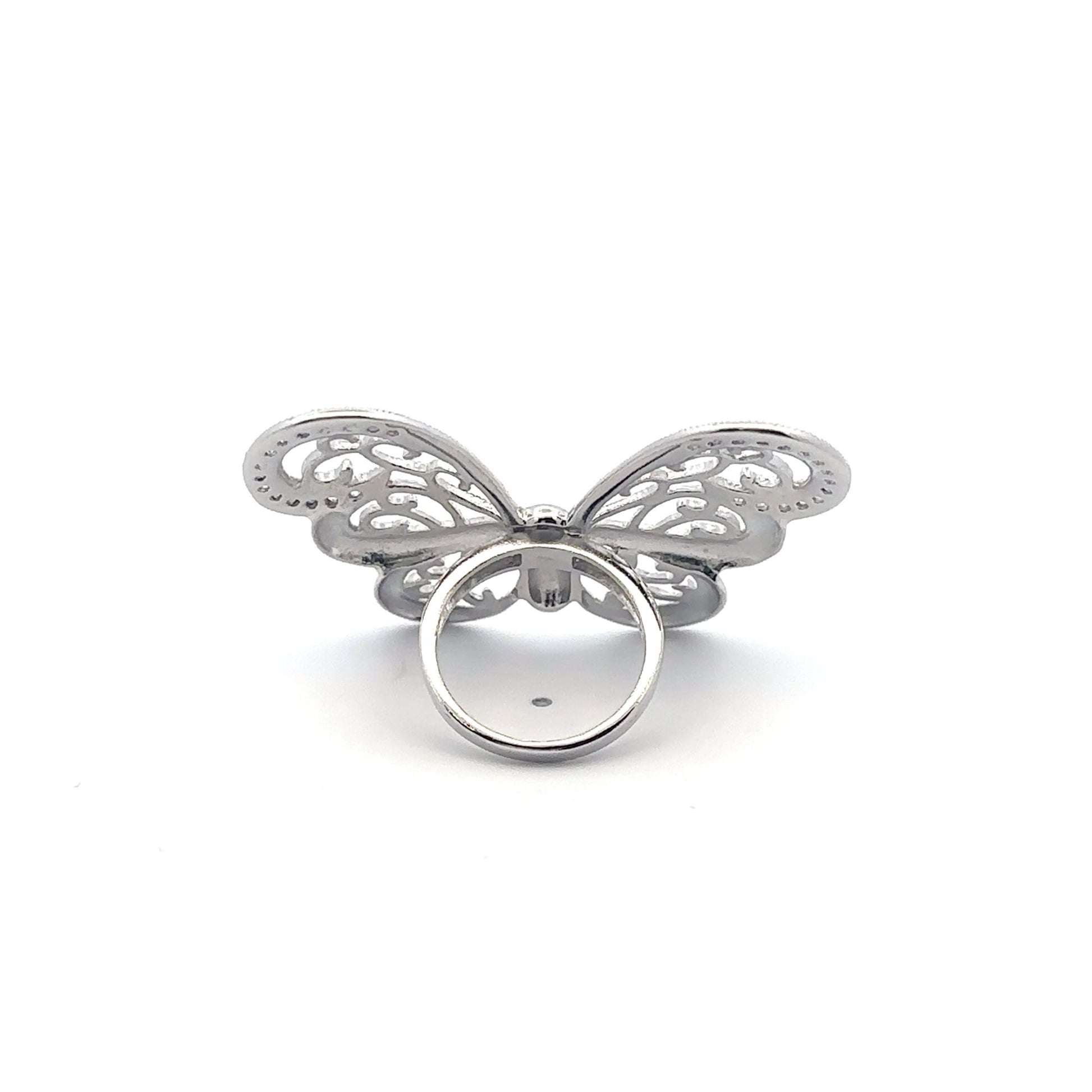 925 Sterling Silver Ring  Butterfly Very Large Cubic Zirconia Size 5 - Rafant