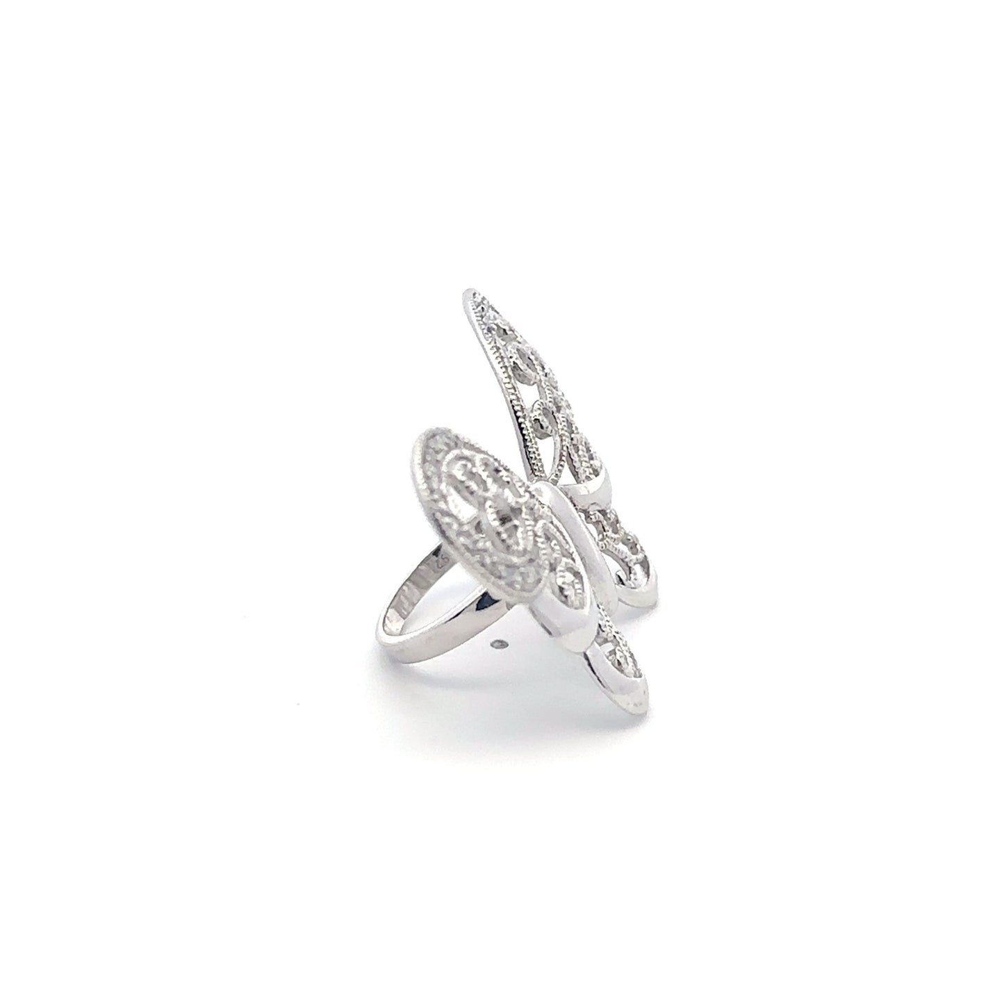925 Sterling Silver Ring  Butterfly Very Large Cubic Zirconia Size 5 - Rafant