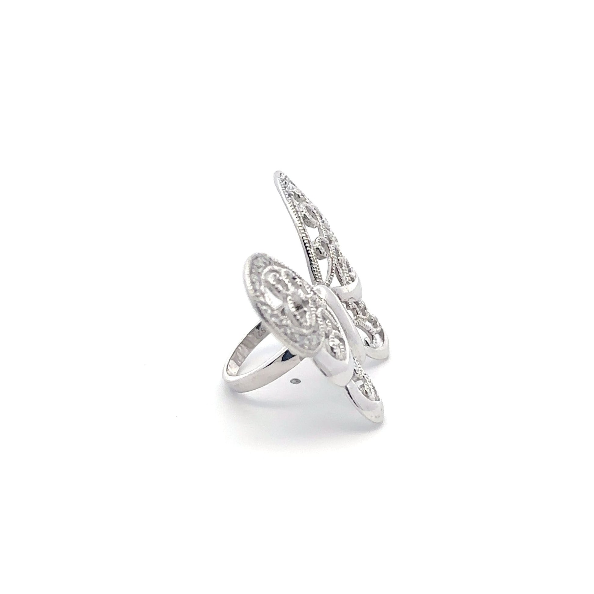 925 Sterling Silver Ring  Butterfly Very Large Cubic Zirconia Size 5 - Rafant