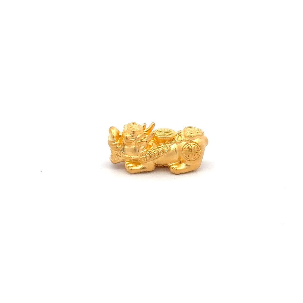 24K 999 Pure Gold Lucky Charm Piyao Pixiu Bead Spacer DIY Necklace Bracelet - Rafant