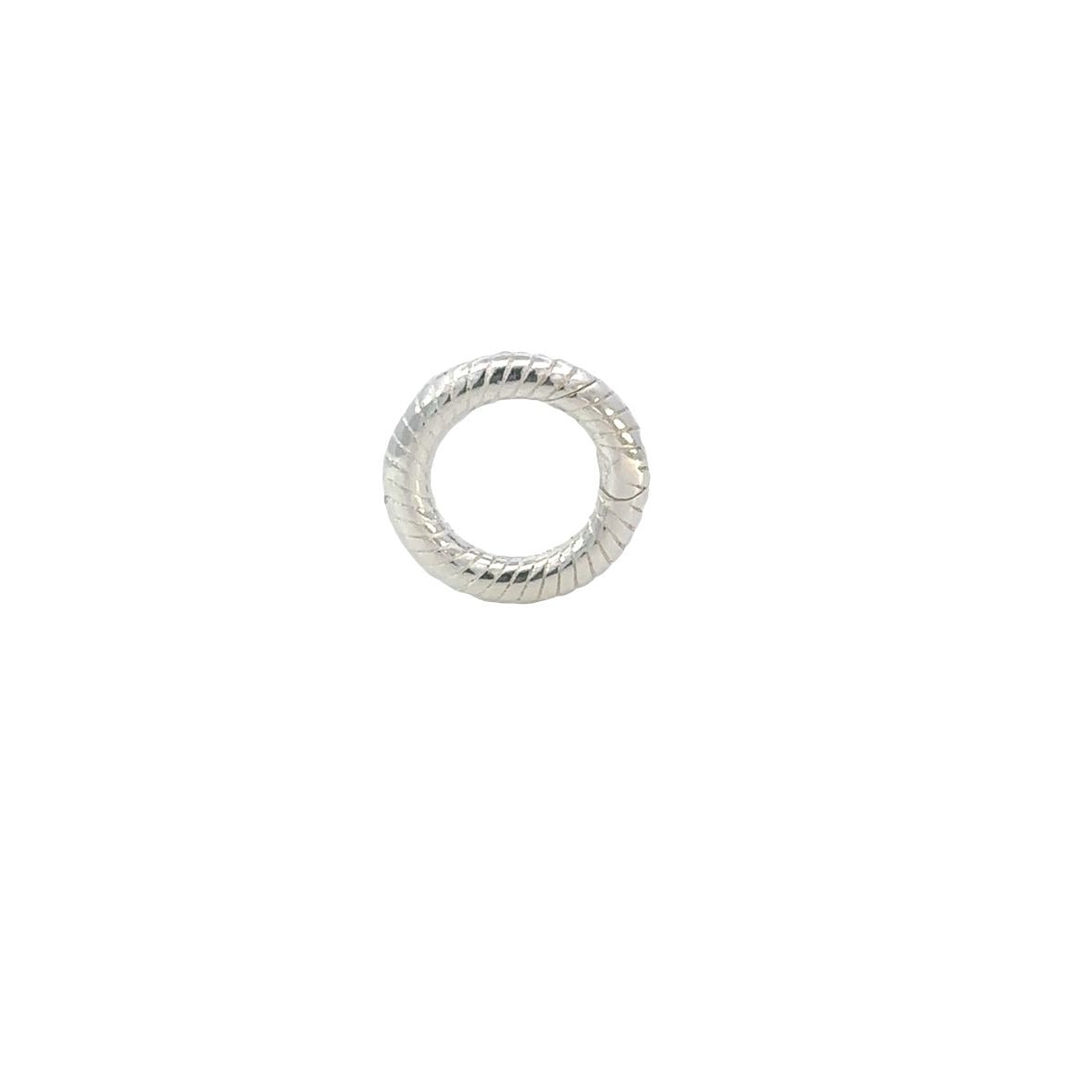925 Sterling Silver Rope Circle Hinge Ring Clasp | Round Push-In Charm Holder Connector