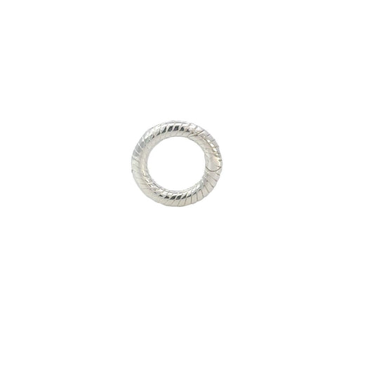925 Sterling Silver Rope Circle Hinge Ring Clasp | Round Push-In Charm Holder Connector