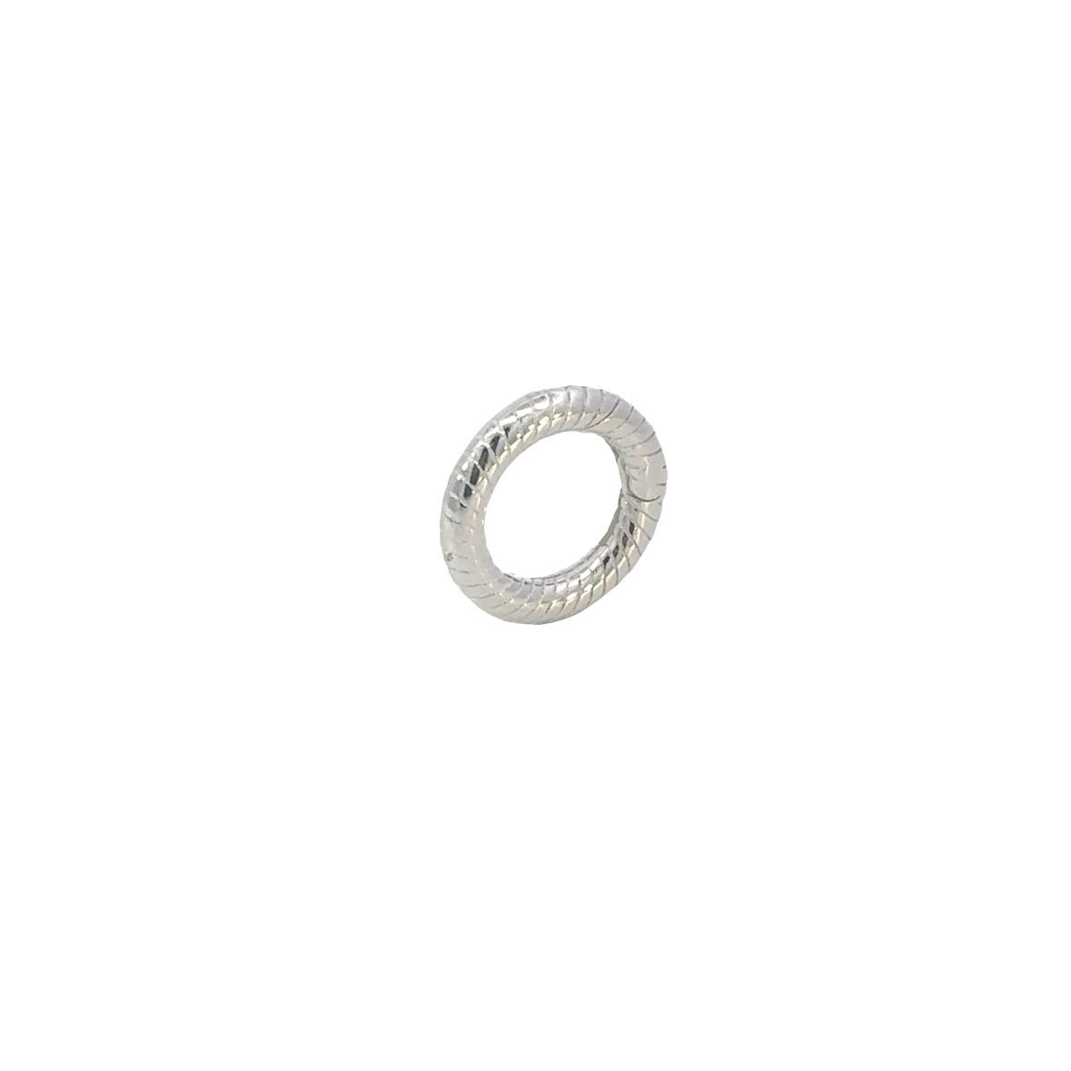 925 Sterling Silver Rope Circle Hinge Ring Clasp | Round Push-In Charm Holder Connector