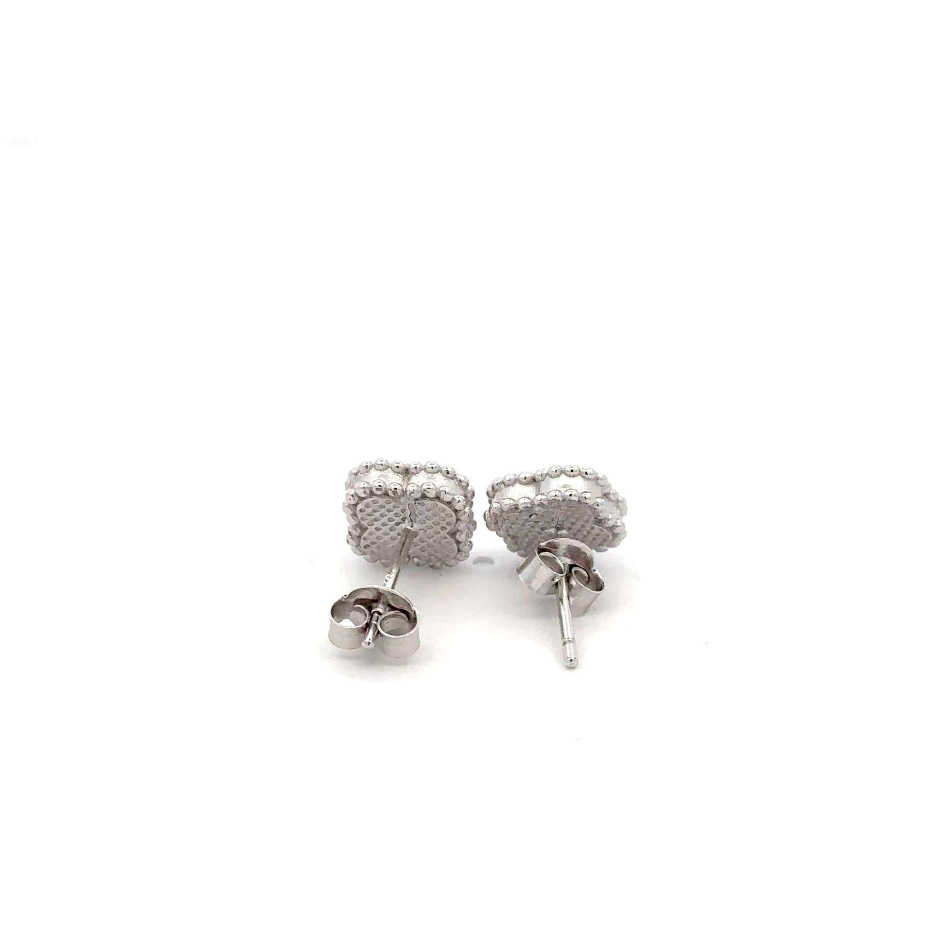 925 Sterling Silver Stud Black Agate Clover Earrings - Rafant