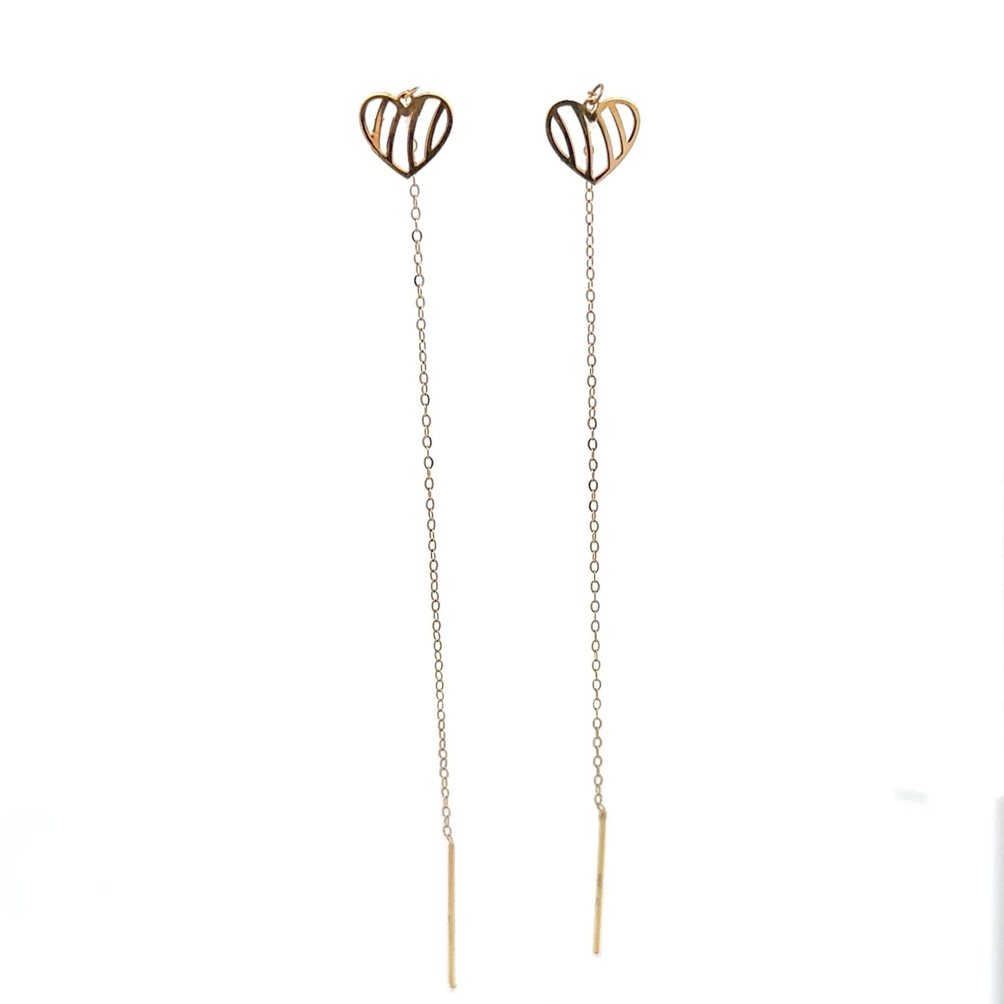 18K Gold Earrings Threader Heart - Rafant