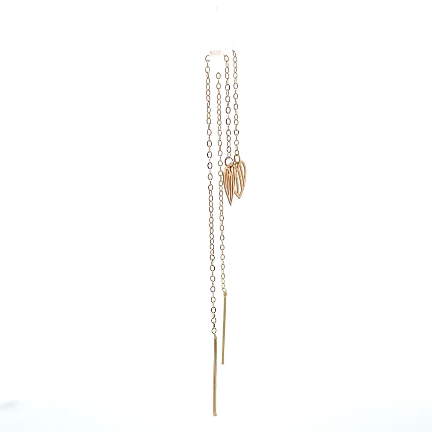 18K Gold Earrings Threader Heart - Rafant