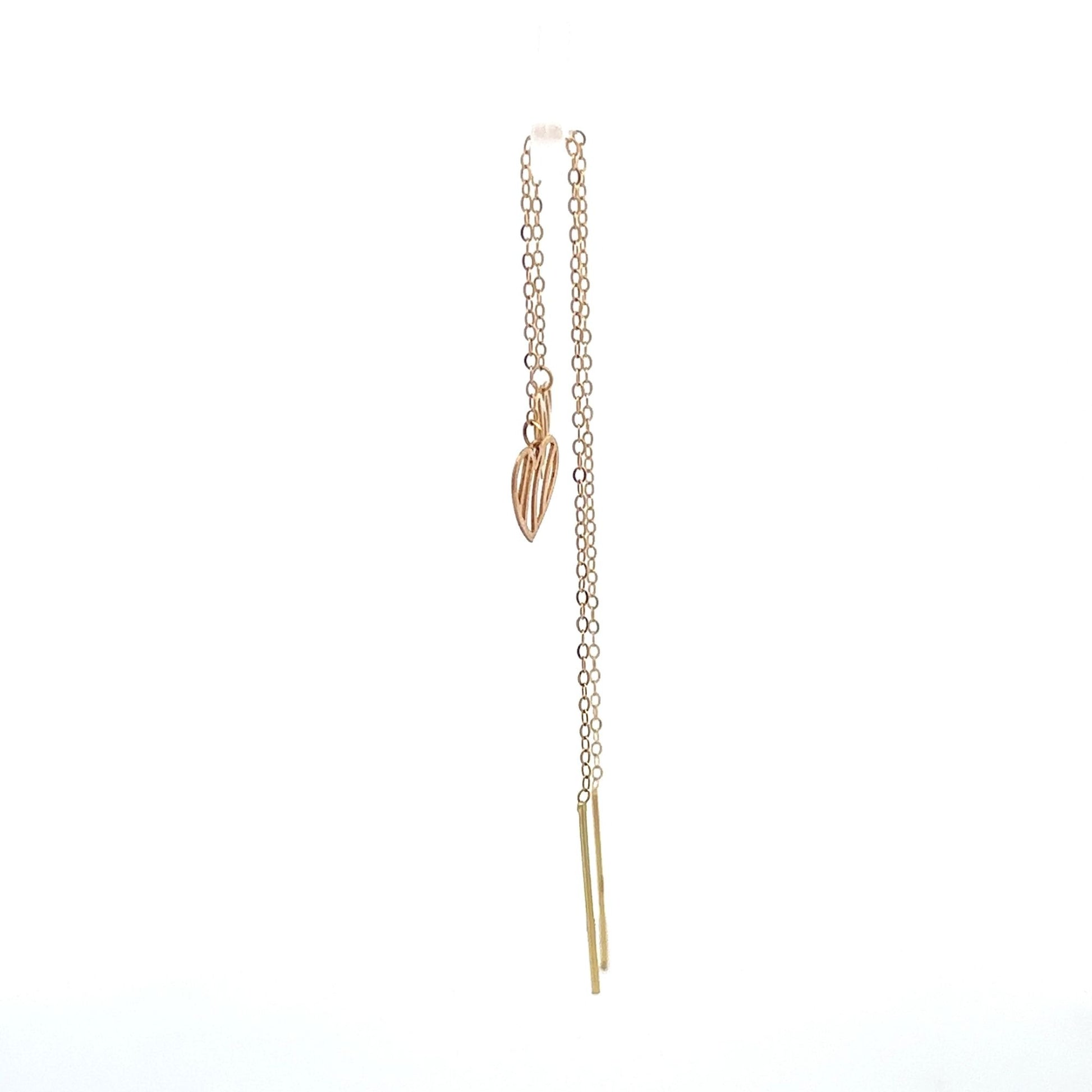 18K Gold Earrings Threader Heart - Rafant