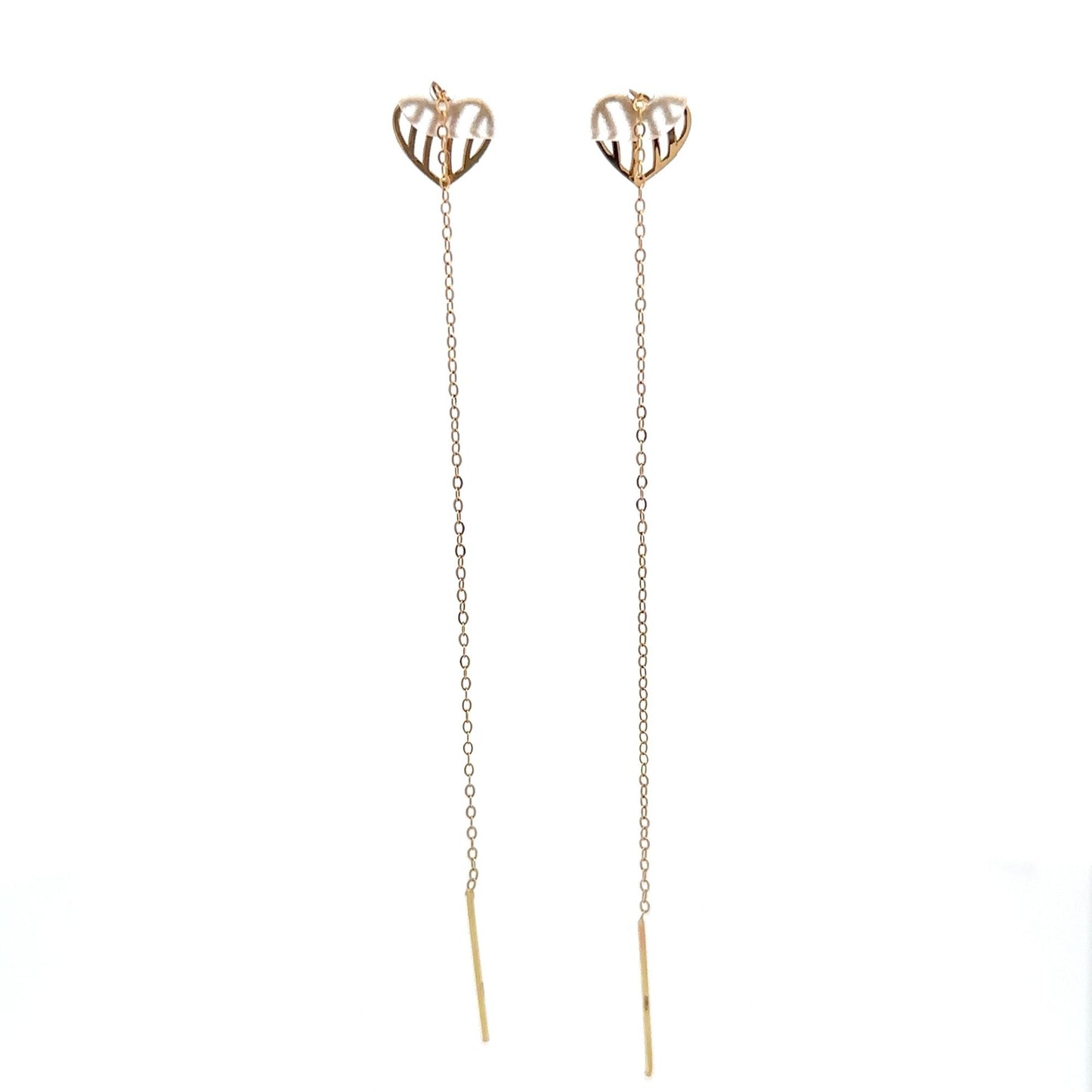 18K Gold Earrings Threader Heart - Rafant