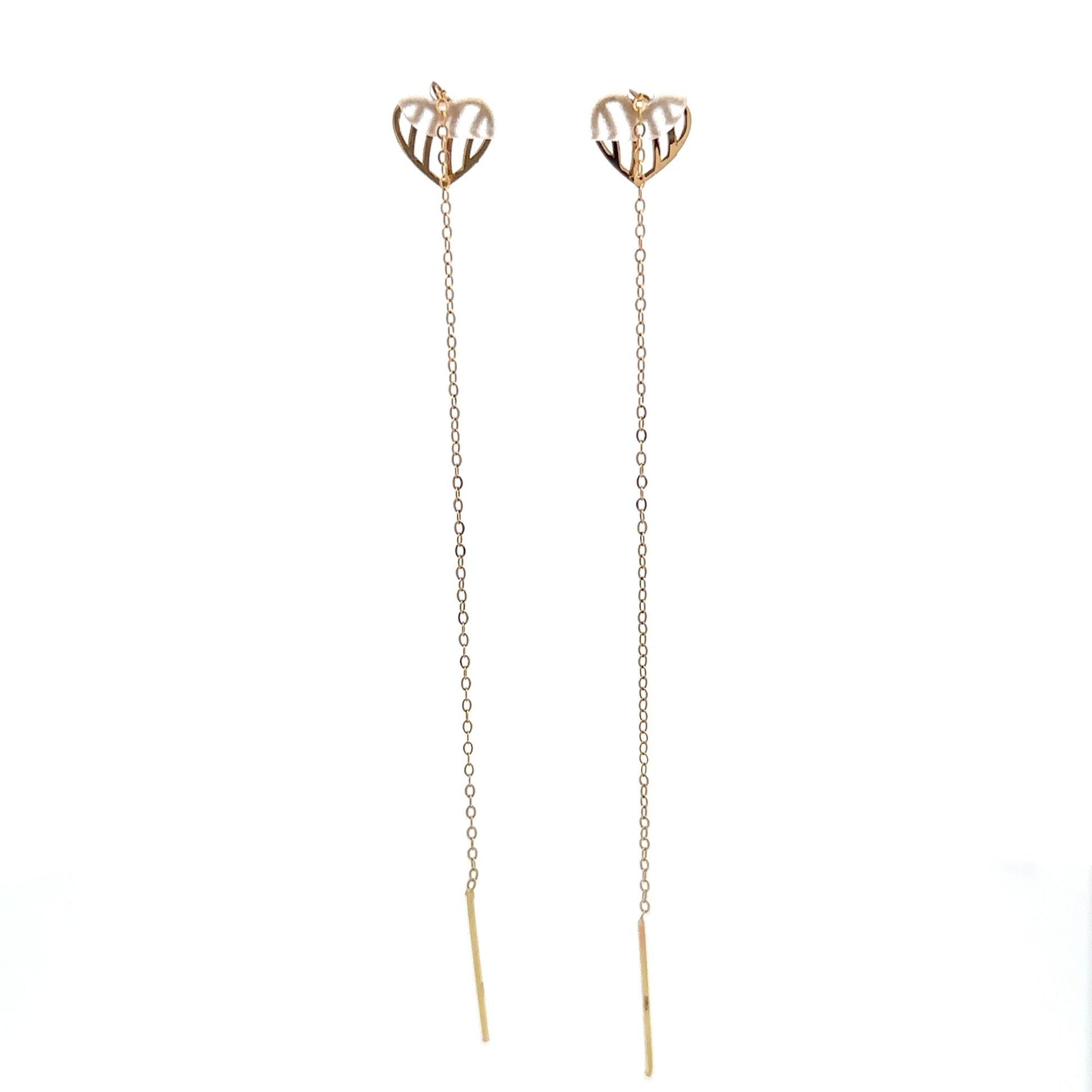 18K Gold Earrings Threader Heart - Rafant