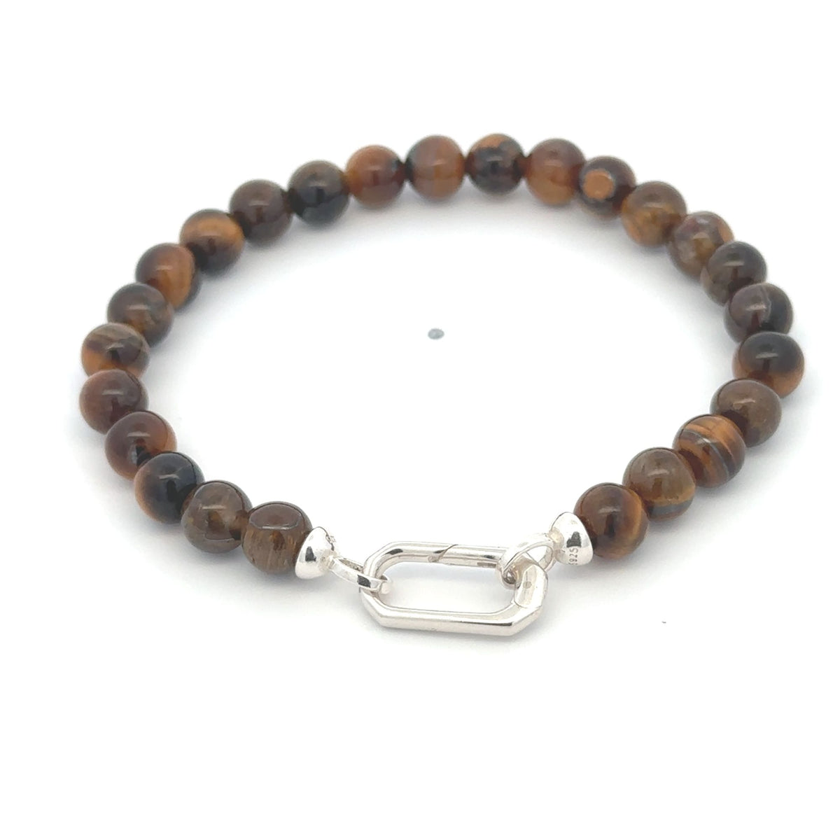 Sterling Silver Modular Gemstone Bracelet Natural Amethyst Lapis Tiger Eye Garnet Onyx Detachable Gate Clasp Charm Holder