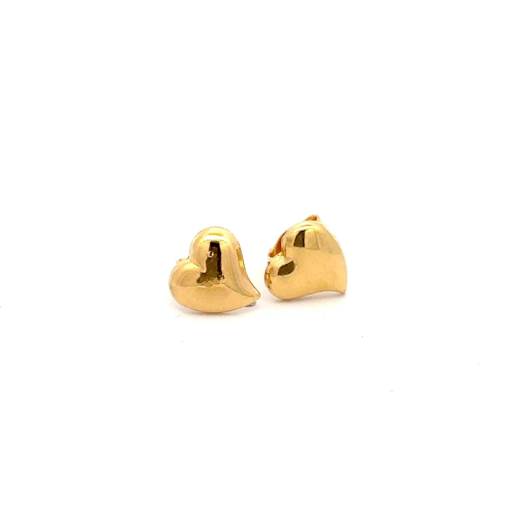 18K Gold Earrings Stud Heart - Rafant