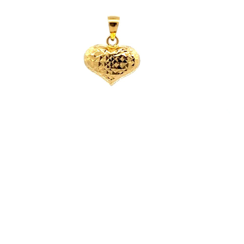 18K Gold Pendant Heart Puffed Small Textured 0.58 grams - Rafant