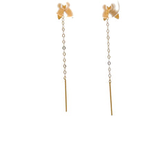 Load image into Gallery viewer, 18K Gold Earrings Butterfly Threader Very Tiny 0.24 grams - Rafant

