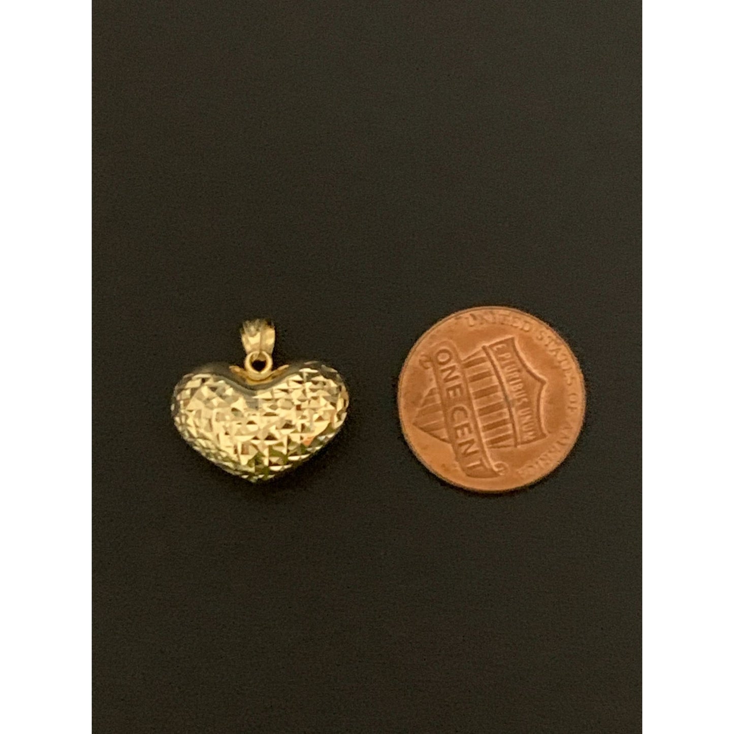 18K Gold Pendant Puffed Heart 1.77 grams - Rafant