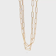 Load and play video in Gallery viewer, 18K Yellow Gold Necklace Chain Paperclip Size 18 inches 1.51 grams

