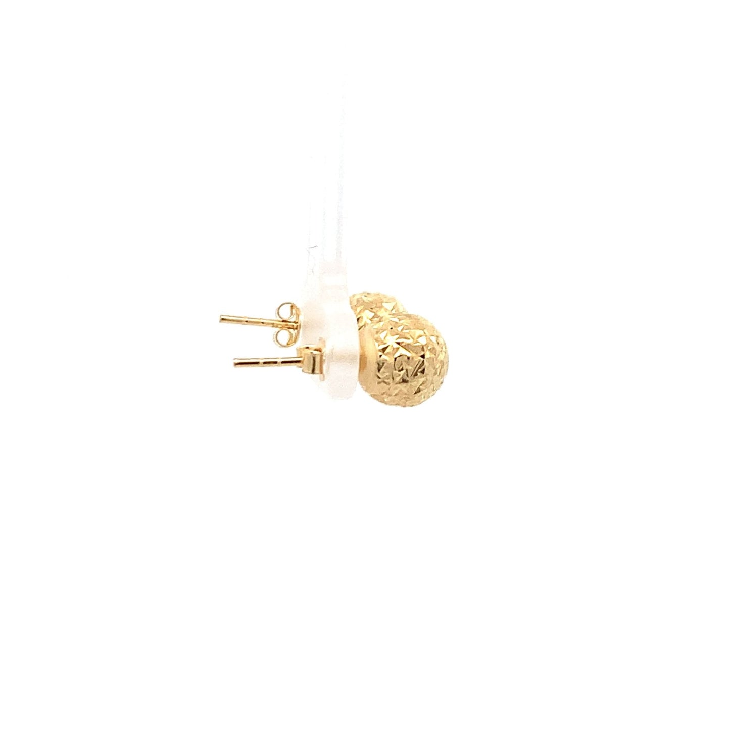 18K Yellow Gold Earrings Stud Ball Textured 1.44 grams - Rafant