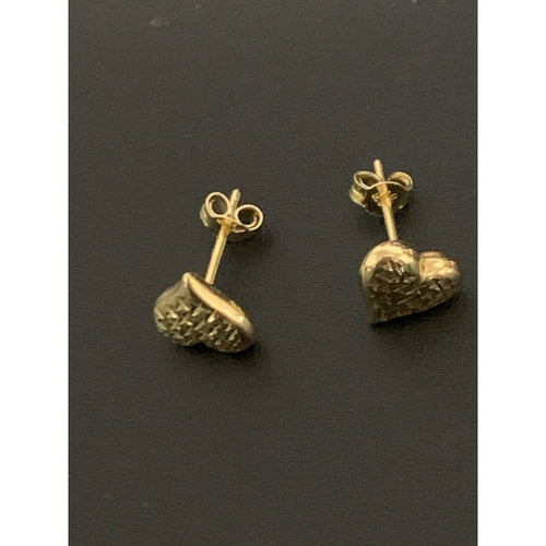 18K Gold Earrings Stud Heart 1.08 grams - Rafant