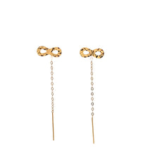 Load image into Gallery viewer, 18K Yellow Gold Earrings Threader Drop Infinity Tiny 0.28 grams - Rafant
