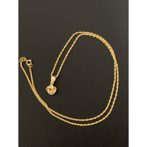 18K Gold Necklace Chain 18 inches with Knot Pendant 1.50 grams - Rafant