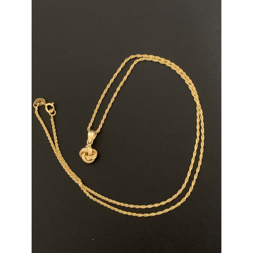 18K Gold Necklace Chain 18 inches with Knot Pendant 1.50 grams - Rafant