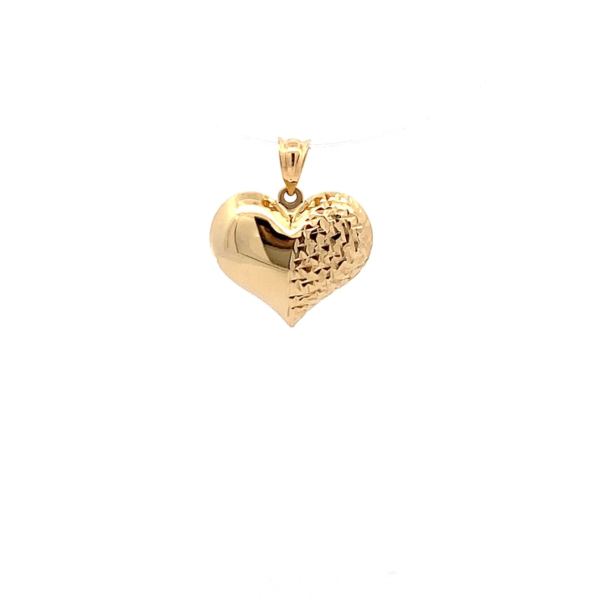 18K Yellow Gold Pendant Puffed Heart 1.53 grams - Rafant