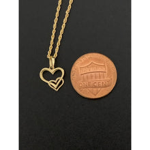 Load image into Gallery viewer, 18K Gold Necklace Chain 17.50 inches with Double Heart Pendant 1.55 grams - Rafant
