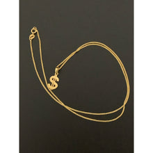 Load image into Gallery viewer, 18K Gold Necklace Chain 17.75&quot; with Dollar Sign Pendant - Rafant
