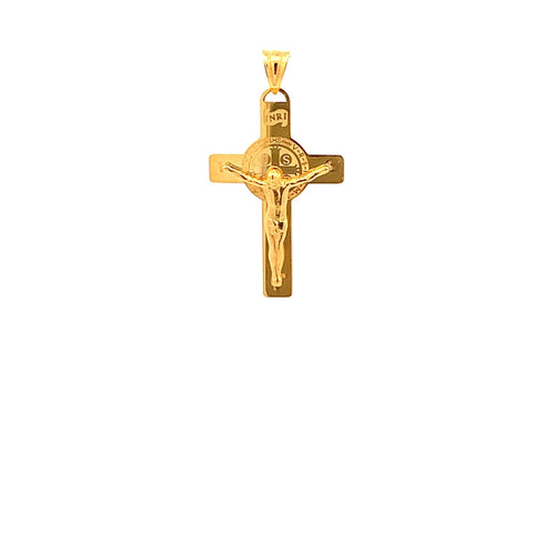 18K Yellow Gold Pendant Cross Jesus Christ Religious 1.54 grams - Rafant