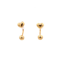 Load image into Gallery viewer, 18K Yellow Gold Earrings Ball Heart Screw 1.29 grams - Rafant
