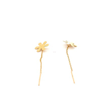 Load image into Gallery viewer, 18K Yellow Gold Earrings Threader Drop Snowflakes 0.33 grams 1.5 inches Very tiny - Rafant
