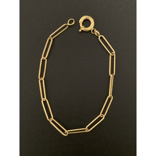 18K Gold Bracelet Paperclip Size 7.5 inches 2.42 grams - Rafant
