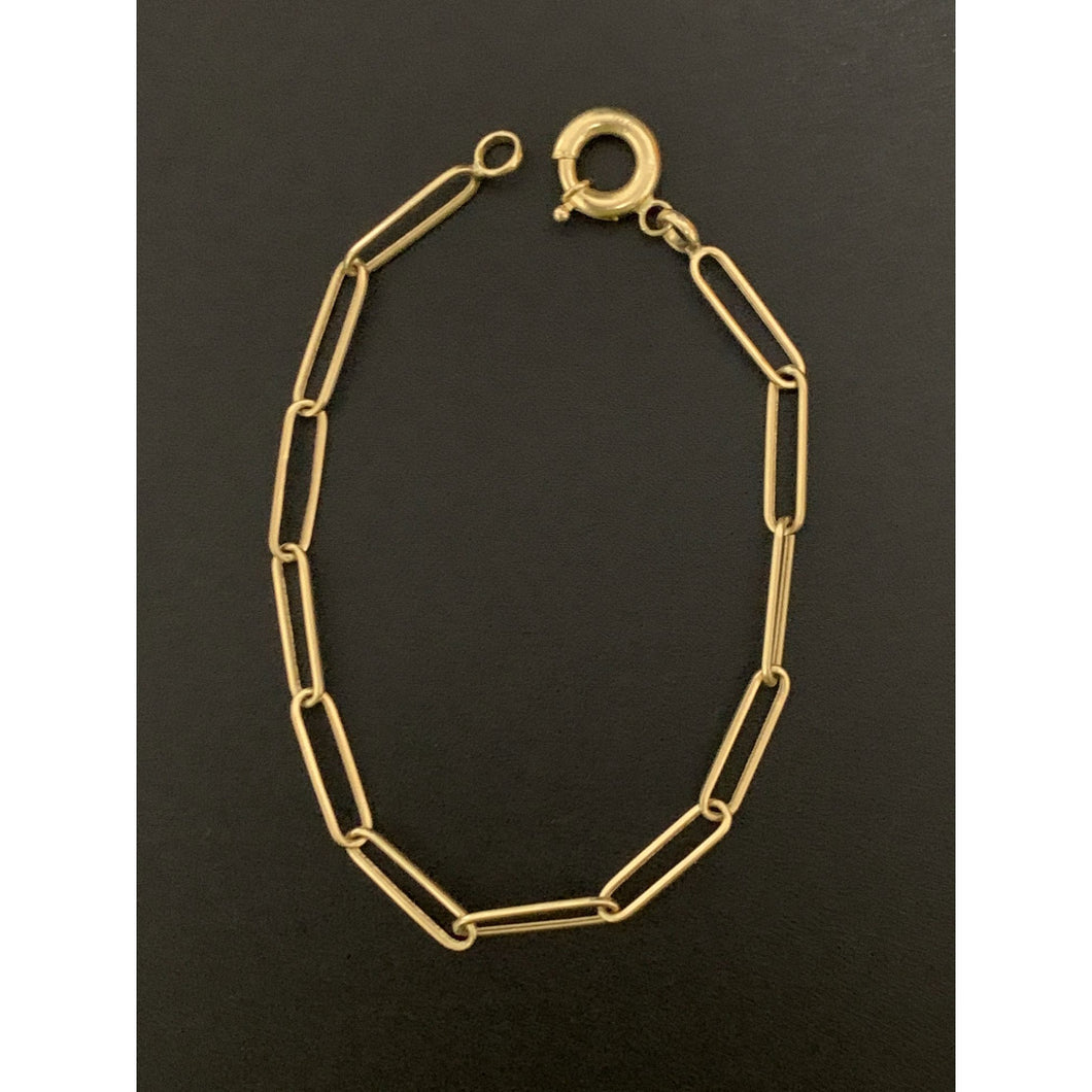 18K Gold Bracelet Paperclip Size 7.5 inches 2.42 grams - Rafant
