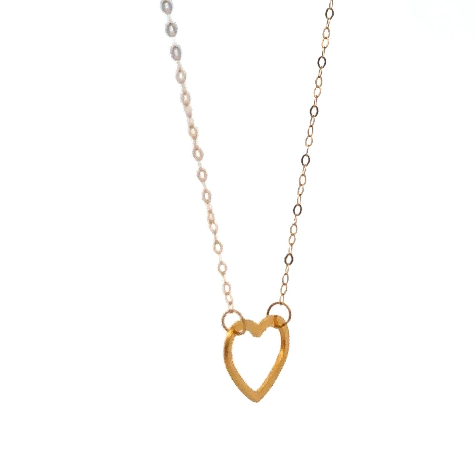 18K Gold Necklace Chain 18 inches Pendant Heart 0.58 grams - Rafant