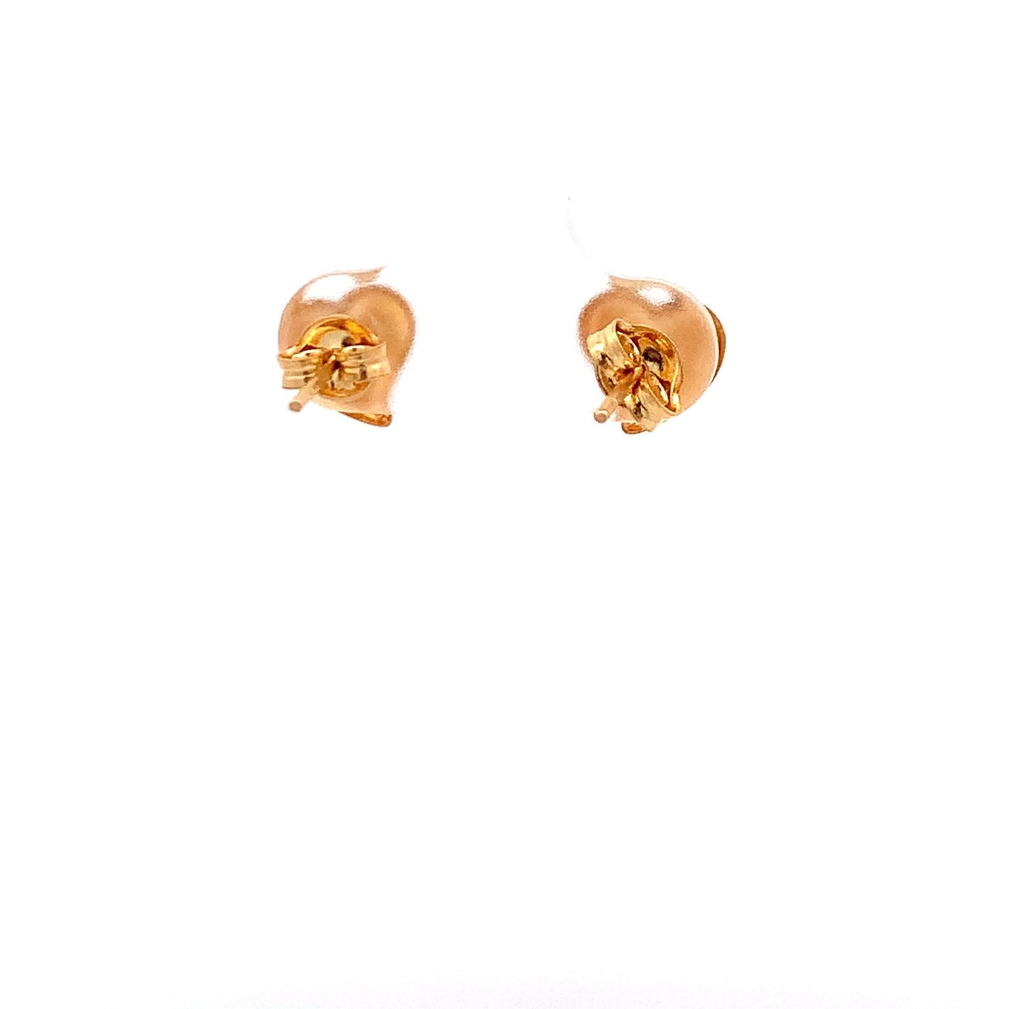 18K Yellow Gold Earrings Heart Stud Textured 0.95 grams Small - Rafant
