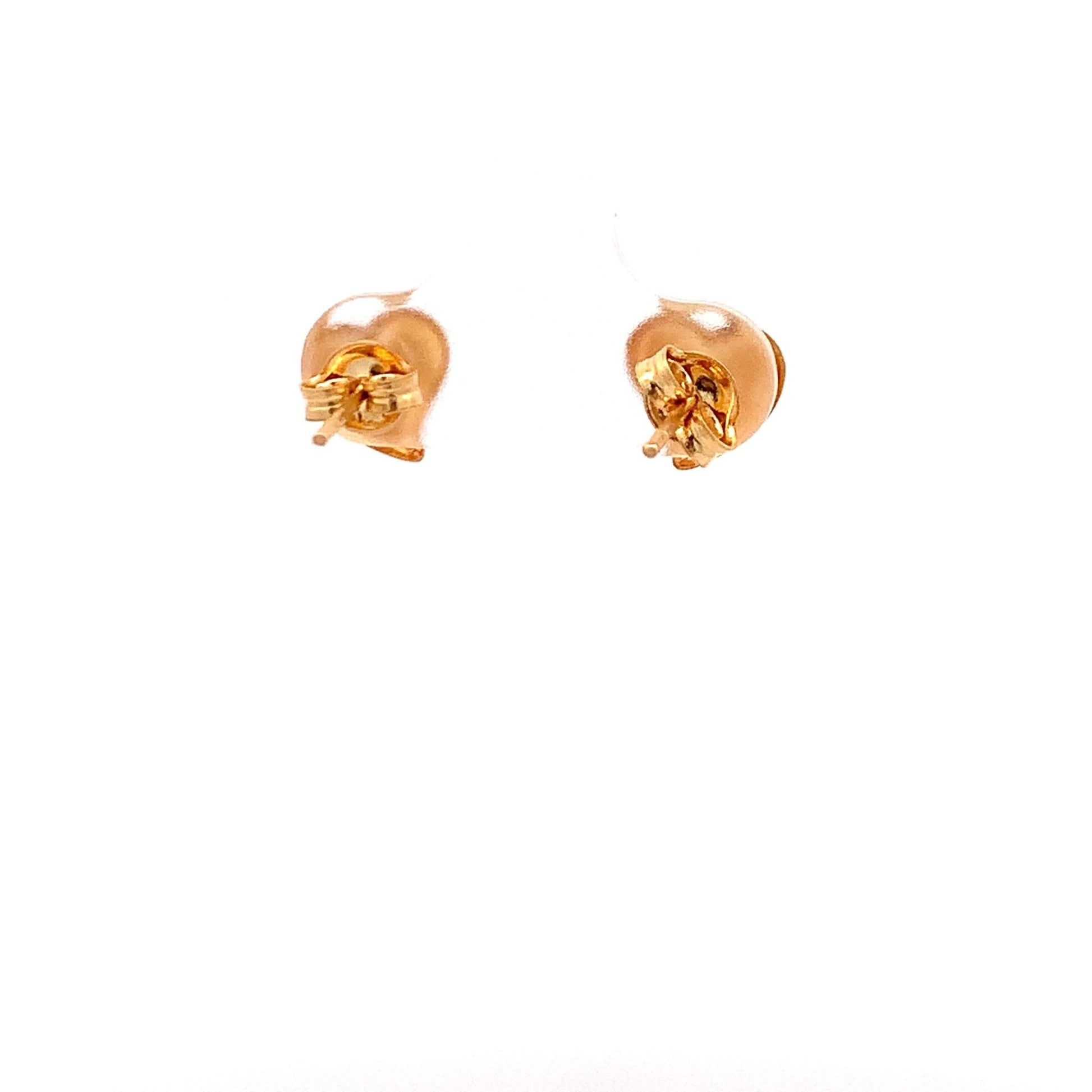 18K Yellow Gold Earrings Heart Stud Textured 0.95 grams Small - Rafant
