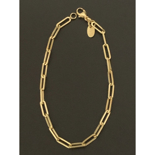 18K Gold Bracelet Paperclip Small Link 7 inches 2.47 grams - Rafant