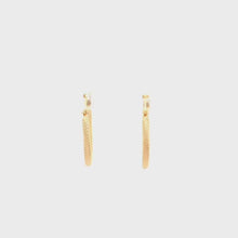 Load and play video in Gallery viewer, 18K Yellow Gold Earrings Hoops Small Textured 1.22 grams
