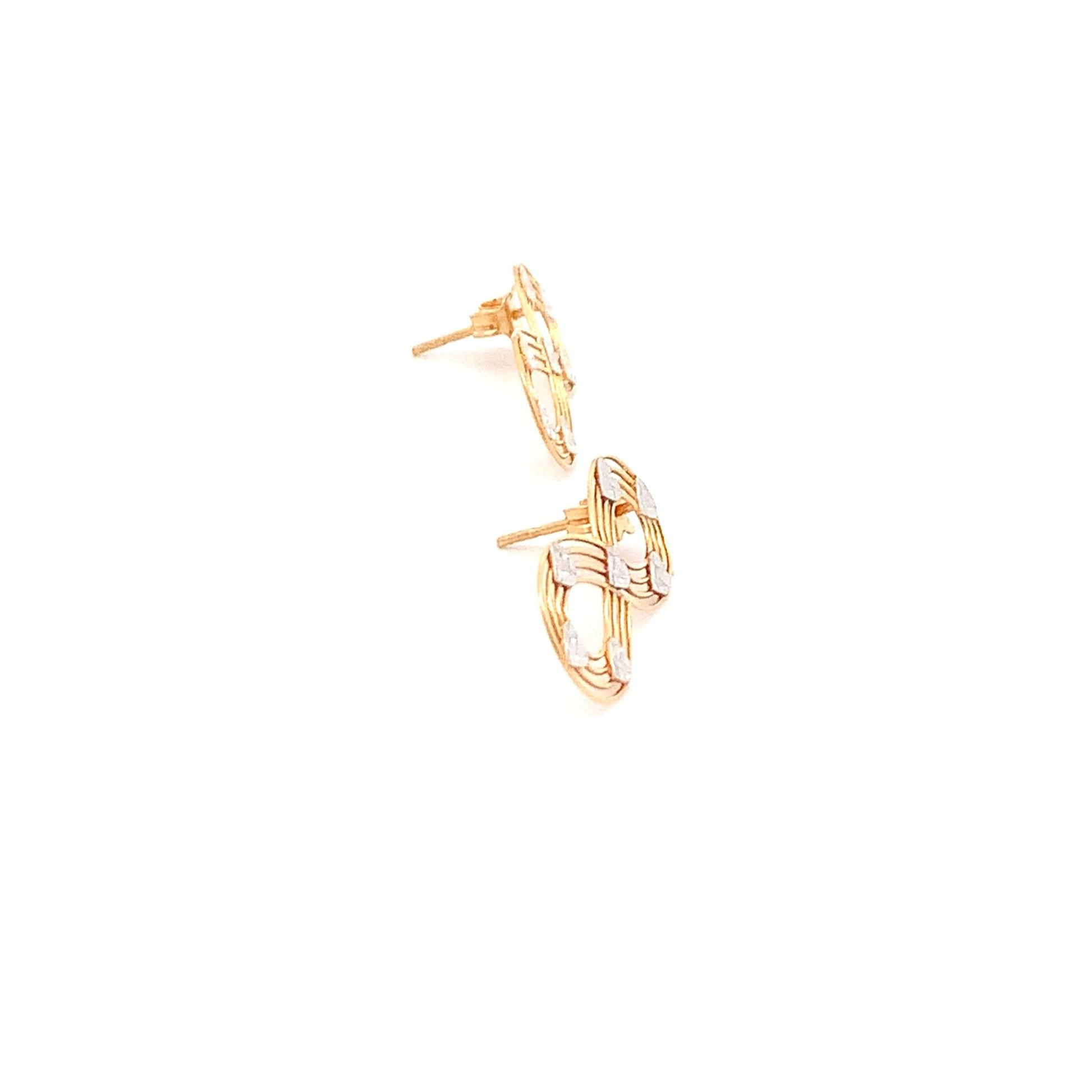 18K Gold Earrings Infinity Post White Yellow Gold 2.12 grams - Rafant