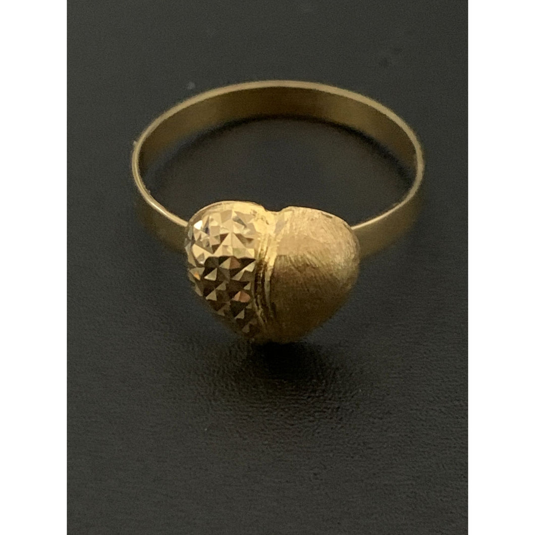 18K Yellow Gold Ring Heart Size 6.75 - Rafant