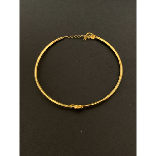 18K Gold Bracelet Oval Bangle  Heart Size 6.5 inches 1.64 grams - Rafant