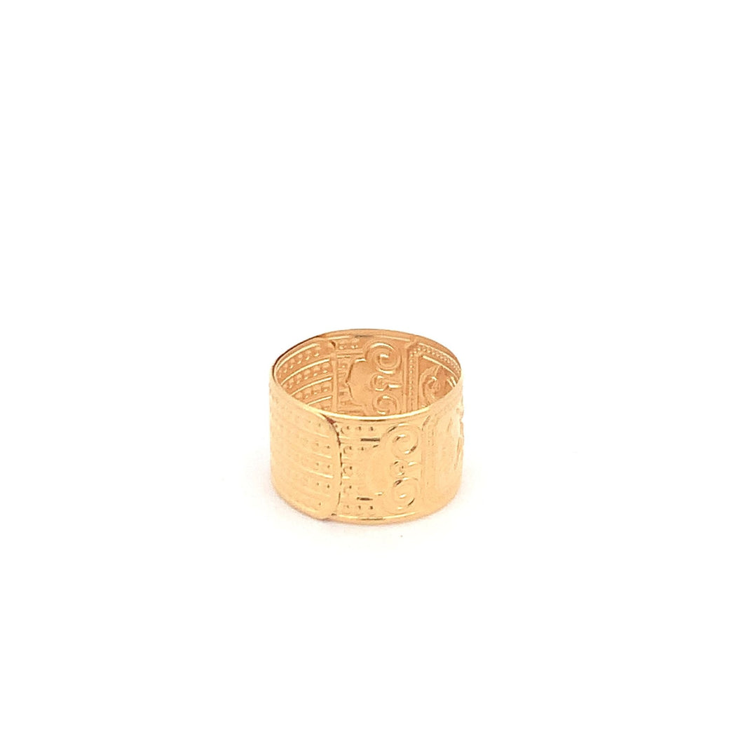 18K Yellow Gold Ring Fortune Luck 1.89 grams Size 7.5 - Rafant